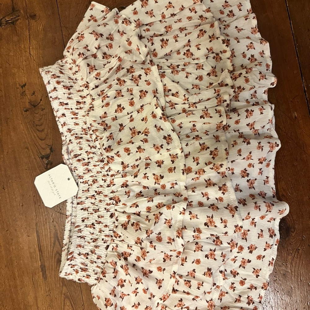 Altar'd State Cream and Brown Floral Skirt
